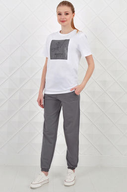 Арт. 21350 Костюм с брюками женский 44-52 (5 шт) Цвет:верх- белый, низ- темно-серый - Калинка фото 2