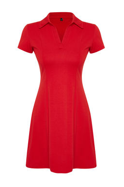 K?rm?z? Skater/Belden Ac?lan Nak?sl? Pamuklu Esnek Orme Mini Elbise TWOSS24EL00819