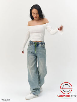 Джинсы багги широкие женские