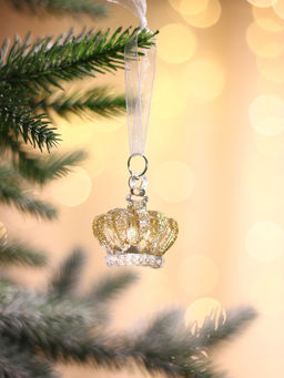 Цена за 2 шт. Ёлочные игрушки 2 шт. Зимнее волшебство. Корона, 44.5 см, прозрачный с золотом фото 7