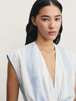 Платье из вискозы и льна в полоску / Zarina  фото 6