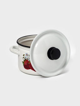 Кастрюля эмалированная, 3 л, d=19,2 см, цилиндрическая, белая