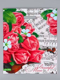 Цена за 25 шт. Пакет подарочный Гармония, полиэтиленовый с вырубной ручкой 38?45 см, 60 мкм