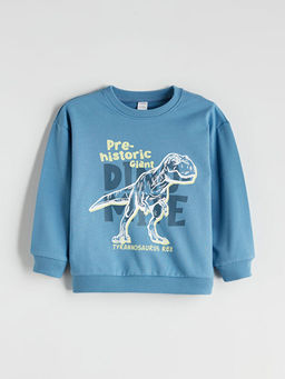 Bask?l? Erkek ?ocuk Sweatshirt ve E?ofman Alt 2li