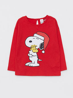 Bisiklet Yaka Uzun Kollu Snoopy Bask?l? K?z Bebek Pijama Tak?m? - Waikiki фото 2