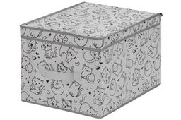 Короб складной для хранения 30*40*25 см Котик черный на сером + ручка