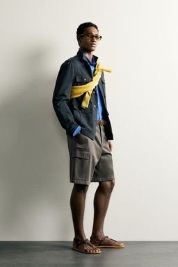 BERMUDA CARGO RELAXED FIT TRABILLAS / Khaki oscuro - Zara фото 2
