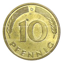 Монета 10 пфеннигов 1995 года D Германия