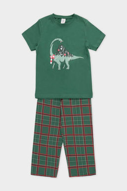 Crockid _ К 1599/тем.зеленый,шотландская клетка пижама дет