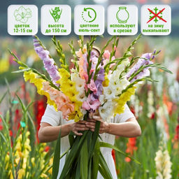 Гладиолусы Россыпь самоцветов (микс 10 шт)