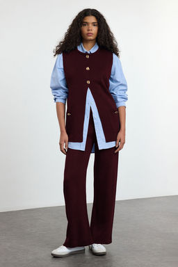 Murdum Genis Kal?p Dugme Detayl? Yelek-Pantolon Triko Alt-Ust Tak?m TWOAW25AU00084