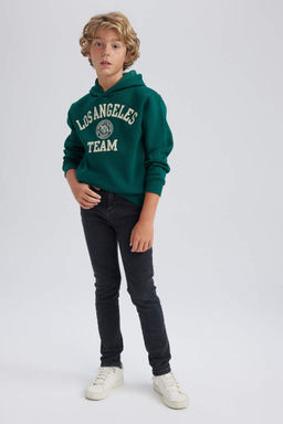 Толстая толстовка с капюшоном и принтом для мальчиков - Defacto фото 2