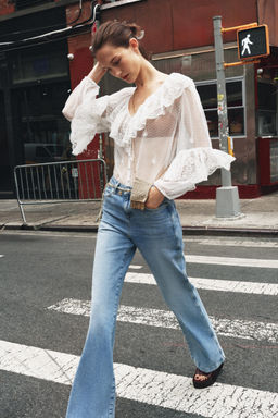 Z1975 HIGH-WAIST BOOTCUT JEANS WITH CHAIN BELT - Zara фото 6