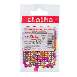 Бусина Zlatka MIX пластик PB-1 6 мм 10 х 10 г 0.2 г №03 ассорти