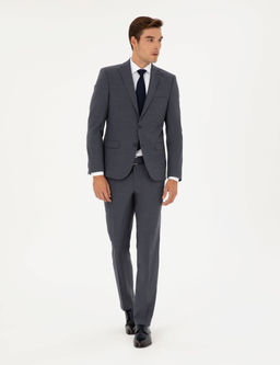 Koyu Mavi Slim Fit Y_nl_ Tak_m Elbise