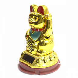 Манеки Неко оберег на процветание Манящий кот золотой на солнечной батарее - Сандаловый дом фото 2