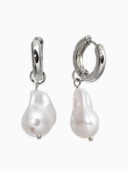 Цена за 2 шт. Серьги жемчуг "Барочный" галтовка, цвет белый в серебре