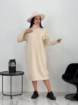 Вязаное платье женское теплое зимнее - Almond фото 7