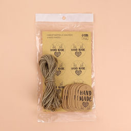 Цена за 7 шт. Набор бирок с джутом и наклейками «Hand made», крафтовый, 10 шт., 3.5×6 см/6 шт., 4×4 см