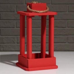 Кашпо деревянное Фонарь, ручка верёвка, красный, 161630 см - Дарим красиво фото 2