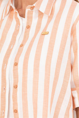 Женская льняная рубашка с длинным рукавом кирпичного цвета - U.s. polo assn фото 7