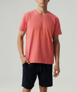 ATLANTIC NMP-379E Пижама мужская Solid коралловый + темно-синий