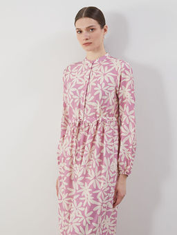 Hakim Yaka ?i?ekli Kad?n G?mlek Elbise