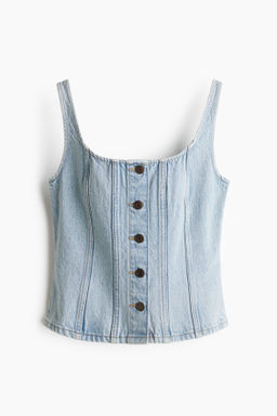 Top en denim con botonadura frontal - H&m фото 2