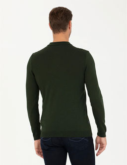 Koyu Ye_il Slim Fit Polo Yaka Basic Triko Kazak - Pierre cardin фото 5