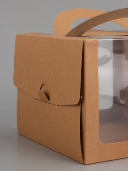 Цена за 2 шт. Коробка под бенто-торт с окном, КРАФТ 18 х 18 х 14 см