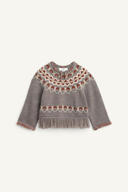 LIMITED EDITION WOOL FRINGED PONCHO JUMPER - Zara фото 5