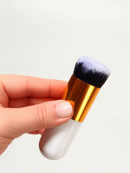 Кисть для макияжа «МИНИ», 10 см, белая/золотистая