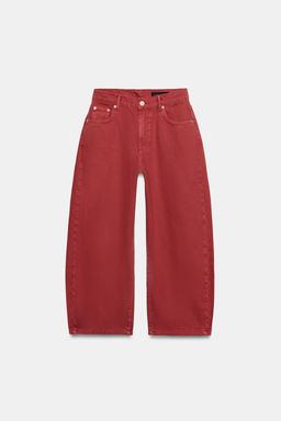 JEANS ZW COLLECTION CAPRI BALLOON TIRO MEDIO / Rojo - Zara фото 6