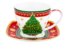 Чайн. пара 2 пр. 250 мл 11,5*9*7,5 см Новогодняя елка красный узор NEW BONE CHINA - Elan gallery фото 4