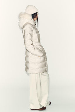 WATER-REPELLENT WINDPROOF HOODED DOWN PUFFER JACKET