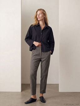 Dar Fit Ekose Kad?n Pileli Kuma? Pantolon