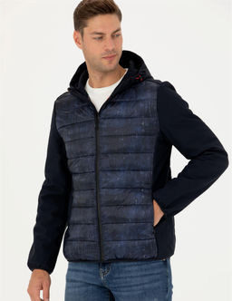 Lacivert Kap__onlu Kapitone Spor Mont