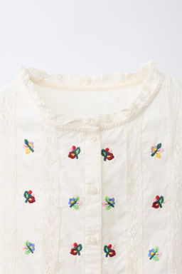 BLUSA BORDADOS PUNTILLA / Crudo - Zara фото 5