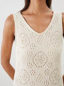 V Yaka Ajurlu Triko Elbise