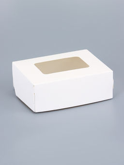 Цена за 20 шт. Контейнер навынос, с окном, белый, 10×8×3.5 см