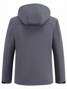 Ветровка мужская софтшелл виндстоппер с капюшоном спортивная темно-серого цвета 9617_1TC