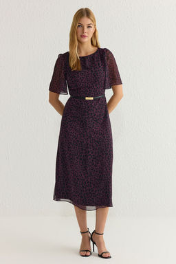 Fusya Animal Desenli A Kesim Melek Kol Astarl? Sifon Ucus Ucus Dokuma Midi Elbise TWOSS23EL01372 - Trendyolmilla фото 12