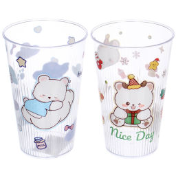 Цена за 3 шт. Стакан пластиковый 600мл "Праздник" в наборе 2шт, микс цветов