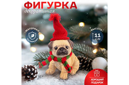 Фигурка декоративная 11*8*11 см Рождественский мопс