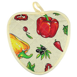 Прихватка с запахом 20х20см Перцы, форма Клубника, рогожка 171г/м2, хлопок 100%, наполнитель - ватин 280г/м2, на пластмассовом подвесе, Домашняя мода (Россия)  фото 3