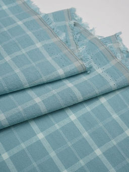 Вареный (стираный) хлопок Клетка цв.бирюзово-зеленая дымка, ш.2.50м, хлопок-100%, 125гр/м.кв - Купава фото 4