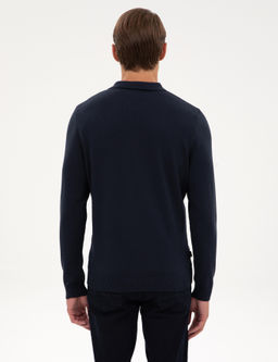Lacivert Slim Fit Polo Yaka Fermuarl_ Triko Kazak - Pierre cardin фото 5