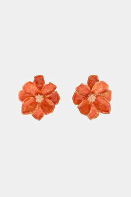 PENDIENTES MET?LICOS FLOR ESMALTADA / Naranja - Zara фото 2
