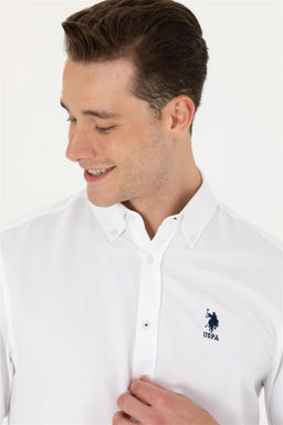 Мужская белая базовая рубашка с длинным рукавом Неожиданная скидка в корзине - U.s. polo assn фото 2