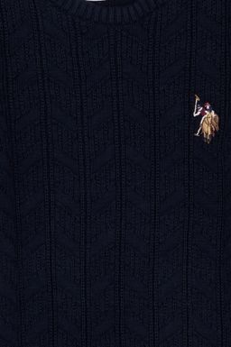 U. S. Polo Assn Темно-синий трикотажный свитер с круглым вырезом для мальчика - U.s. polo assn фото 3
